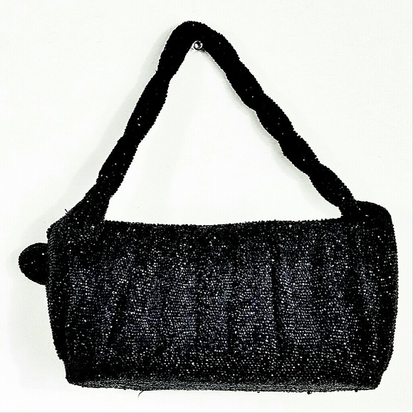 Antique 1920's Beaded Carnival Glass Box Bag - Picture 1 of 8